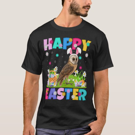 Barn Owl Bird Happy Paaster Bunny Barn Owl Easter  T-shirt (Voorkant)