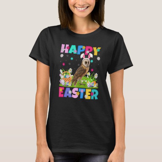 Barn Owl Bird Happy Paaster Bunny Barn Owl Easter  T-shirt (Voorkant)