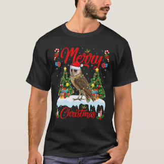Barn Owl Bird Lover Xmas Lighting Santa Barn Owl C T-shirt