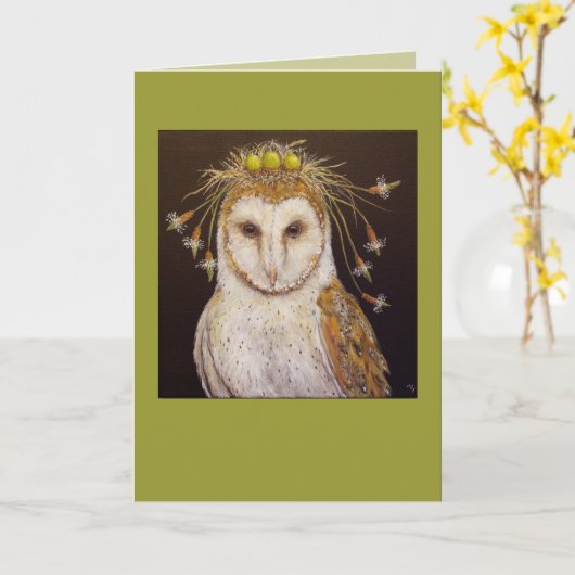 Barn Owl Bride-kaart Kaart (Gele Bloem)