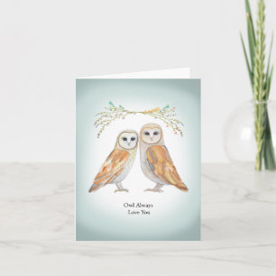 Barn Owl Couple Wedding Jubileum Cute Owls Kaart
