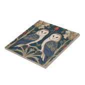 Barn Owl Couple William Morris stijl twee uilen Tegeltje (Zijkant)