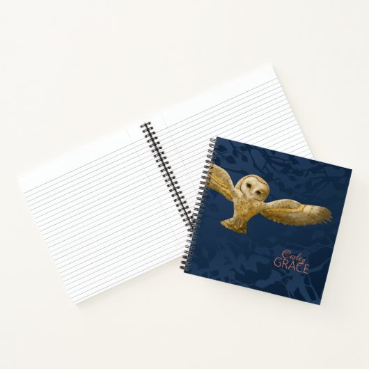 Barn Owl, Dark Blue Personalized Journal Notitieboek (Binnen)