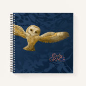 Barn Owl, Dark Blue Personalized Journal Notitieboek (Voorkant)