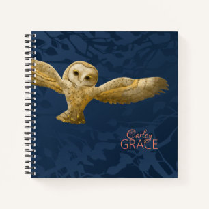 Barn Owl, Dark Blue Personalized Journal Notitieboek