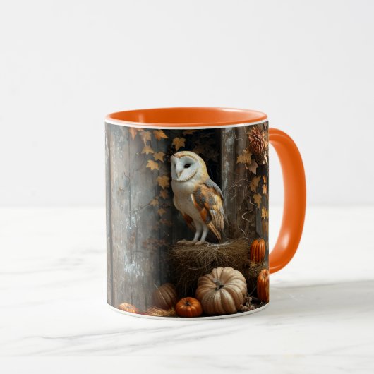  Barn Owl en Barn Wood Herfst Mok (Voorkant rechts)