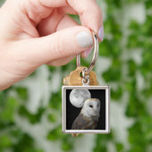 Barn Owl en Moon Square Sleutelhanger (Hand)