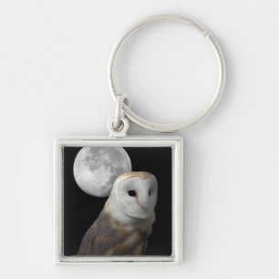 Barn Owl en Moon Square Sleutelhanger