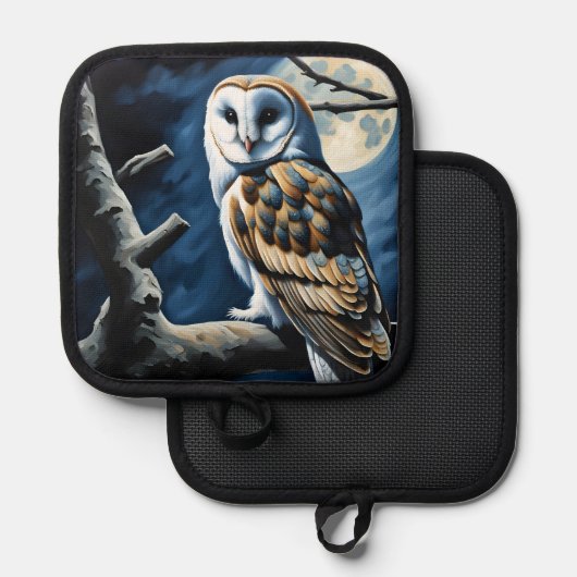 Barn Owl en volle maan Pannenlap (Voorkant / Achterkant)