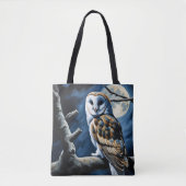 Barn Owl en volle maan Tote Bag (Voorkant)