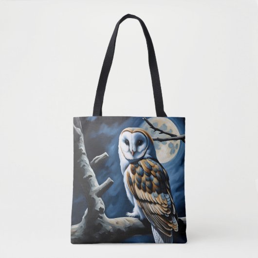 Barn Owl en volle maan Tote Bag (Voorkant)
