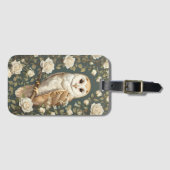Barn Owl en Witte Rozen William Morris Geïnspireer Bagagelabel (Voorkant (horizontaal))