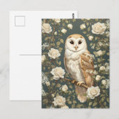 Barn Owl en Witte Rozen William Morris Geïnspireer Briefkaart (Voorkant / Achterkant)