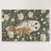 Barn Owl en Witte Rozen William Morris Geïnspireer Legpuzzel (Horizontaal)