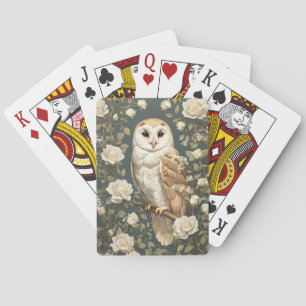 Barn Owl en Witte Rozen William Morris Geïnspireer Pokerkaarten