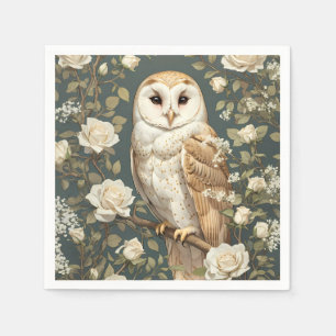 Barn Owl en Witte Rozen William Morris Geïnspireer Servet