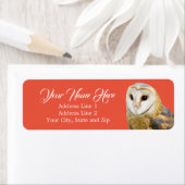 Barn Owl Face Red Return-adres Etiket (Insitu)