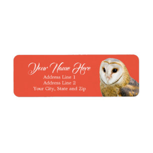 Barn Owl Face Red Return-adres Etiket