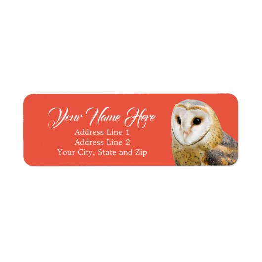 Barn Owl Face Red Return-adres Etiket (Voorkant)