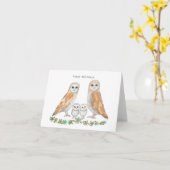 Barn Owl Familie van Vier  bosgebieden Kerstmis Kaart (Gele Bloem)