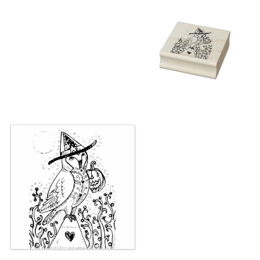 BARN OWL FOLK ART, HALLOWEEN RUBBER STEMP RUBBERSTEMPEL (Gestempeld)
