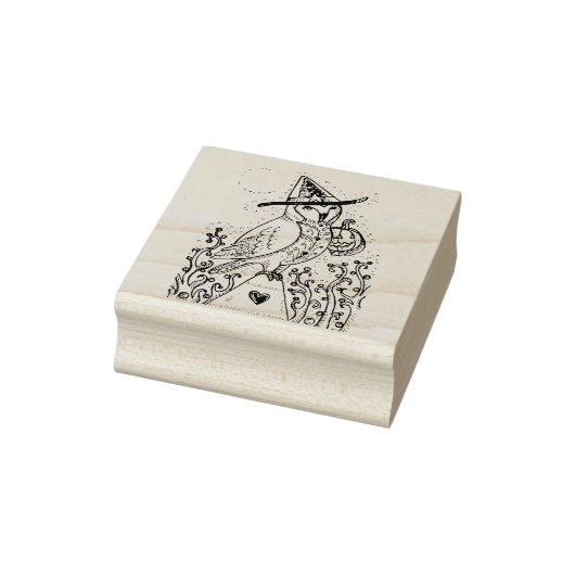 BARN OWL FOLK ART, HALLOWEEN RUBBER STEMP RUBBERSTEMPEL (Stempel)