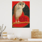 Barn Owl Heart Tree Stars Valentijn Poster (Keuken)