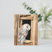 Barn owl in Barn Window Animal Natuur Art Briefkaart (Staand voorkant)