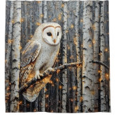 Barn Owl in Birch Trees | Douchegordijn (Voorkant)