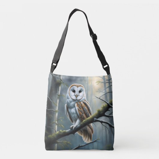 Barn Owl in een bos Crossbody Tas (Achterkant)