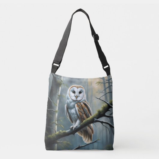 Barn Owl in een bos Crossbody Tas (Voorkant)