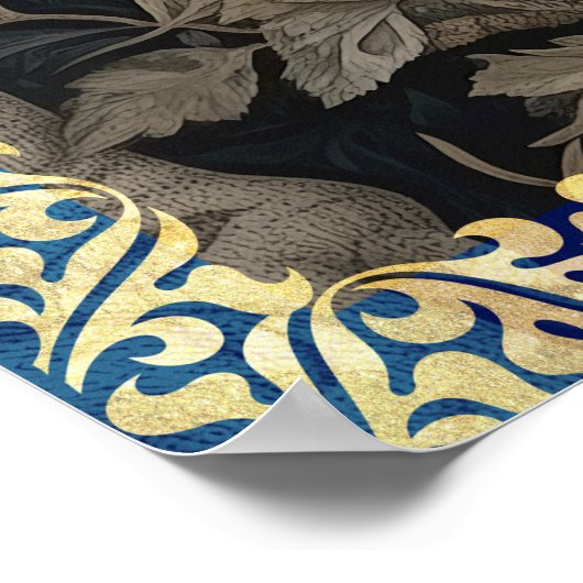 Barn Owl in een nachtbos William Morris Style Poster (Hoek)