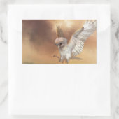 Barn Owl in Flight Digital Painting Rechthoekige Sticker (Tas)
