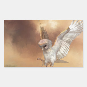 Barn Owl in Flight Digital Painting Rechthoekige Sticker