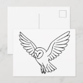 Barn Owl in Flight Line Art Briefkaart (Voorkant / Achterkant)