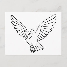 Barn Owl in Flight Line Art Briefkaart