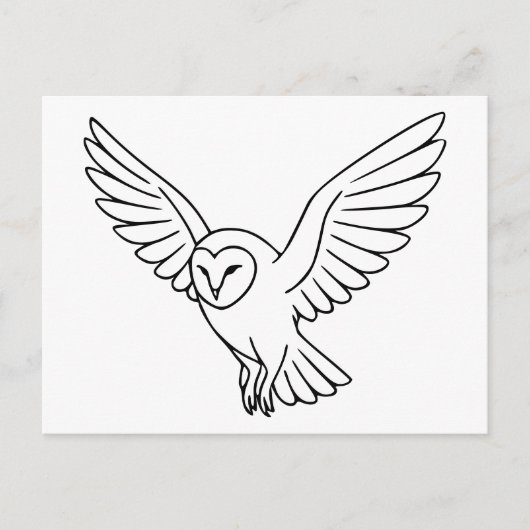 Barn Owl in Flight Line Art Briefkaart (Voorkant)