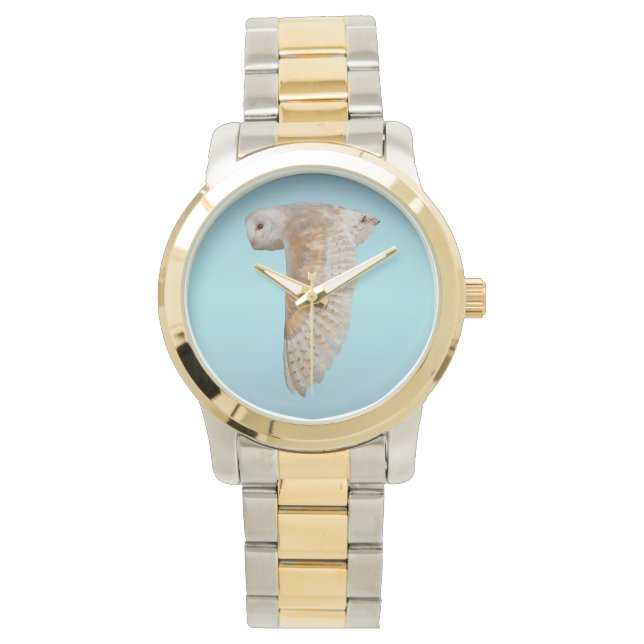 Barn Owl in Flight Watch (Sky Blue Mix) Horloge (Voorkant)