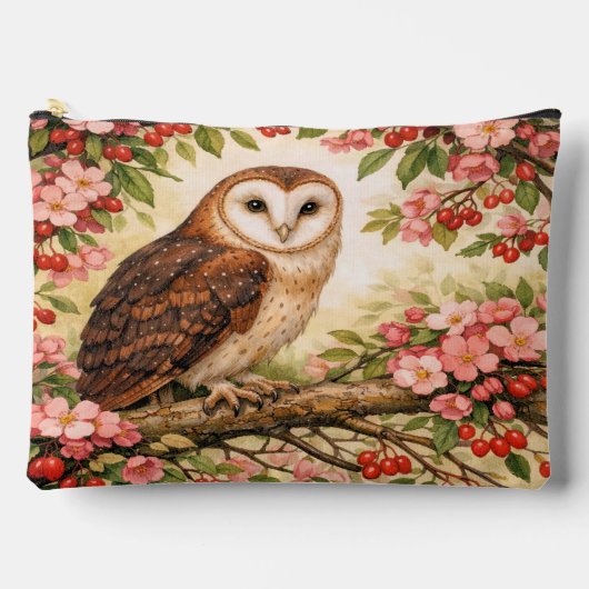 Barn Owl in Flower Tree Accessory Pouch Etui (Voorkant)