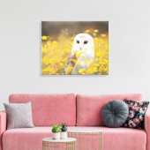 Barn Owl in Geel Veldveld Canvas Afdruk (Insitu (Woonkamer))