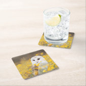 Barn Owl in Geel Veldveld Kartonnen Onderzetters (Insitu)