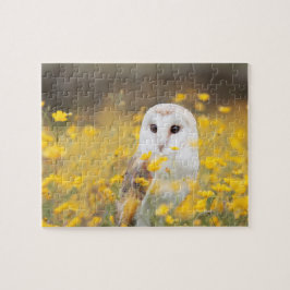 Barn Owl in Geel Veldveld Legpuzzel