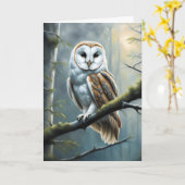 Barn Owl in het bos Verjaardag Kaart (Gele Bloem)