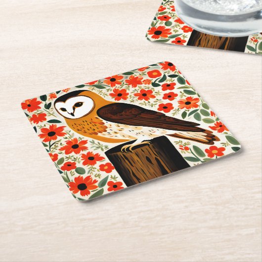 Barn Owl Kartonnen Onderzetters (Schuin)