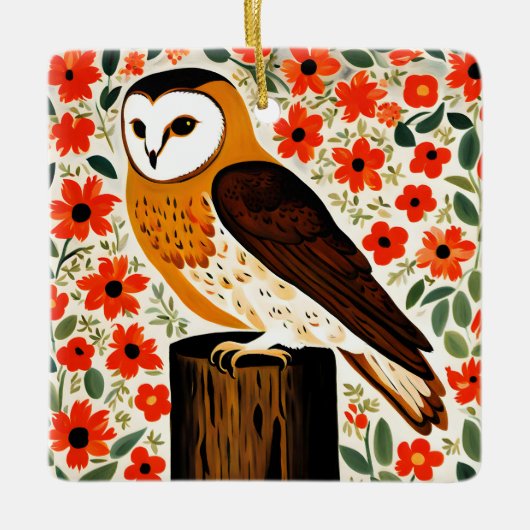 Barn Owl Keramisch Ornament (Voorkant)