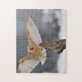 Barn owl landt naar een piek legpuzzel (Verticaal)