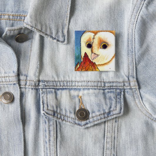 Barn Owl Leaf Lantern Button (In situ)