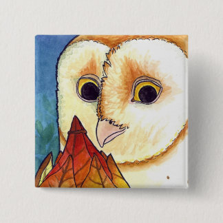 Barn Owl Leaf Lantern Button