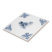 Barn Owl met Delfts Blauw en Witte Hoek bos Tegeltje (Zijkant)