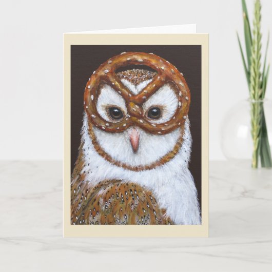 Barn Owl met pretzel-maskerkaart Kaart (Voorkant)